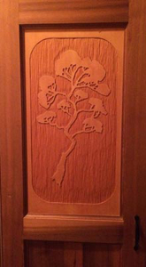 Rubus Woodworks handcarved cedar door panel
